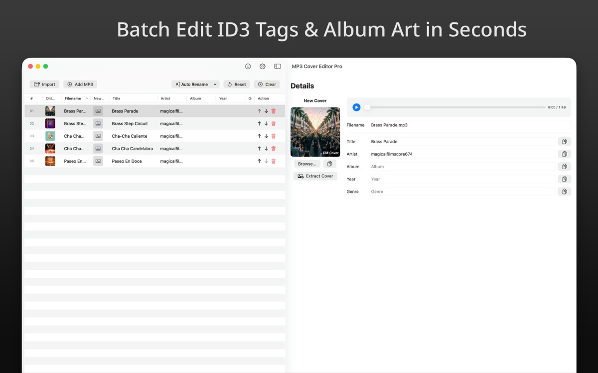 MP3 Cover Editor Pro interface preview